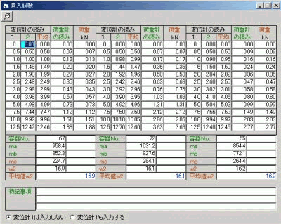 貫入データ画面